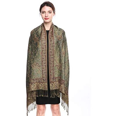 EASE LEAP Écharpe Pashmina pour Femme Châle Paisley Hijab de couleur chaude avec empiècements soyeux et sensation de luxe dans les couleurs vives avec des franges/(11-Vert armée) - Publicité EASE LEAP Écharpe Pashmina pour Femme Châle Paisley Hijab de couleur chaude avec empiècements soyeux et sensation de luxe dans les couleurs vives avec des franges/(11-Vert armée) - Publicité