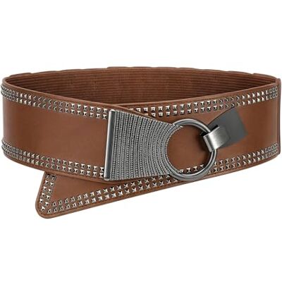 BlackButterfly Large Élastique Extensible Métal Clouté Crochet Boucle Ceinture (Marron clair, M) - Publicité BlackButterfly Large Élastique Extensible Métal Clouté Crochet Boucle Ceinture (Marron clair, M) - Publicité