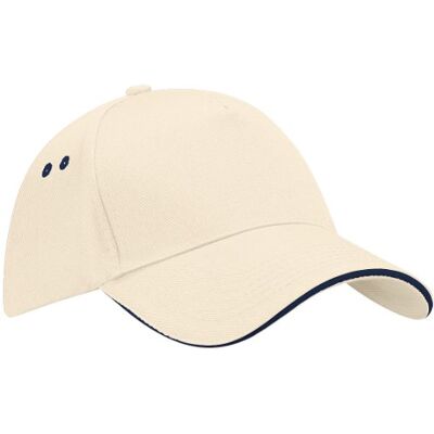 Beechfield Casquette 100% Coton Adulte Unisexe (Taille Unique) (Crème/Bleu Marine) - Publicité Beechfield Casquette 100% Coton Adulte Unisexe (Taille Unique) (Crème/Bleu Marine) - Publicité