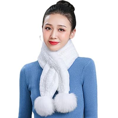 XUYUZUAU Écharpe Femme Véritable Fourrure de Lapin Rex Pompon Le Cache-col Automne Hiver Chaud Foulard Mode - Publicité XUYUZUAU Écharpe Femme Véritable Fourrure de Lapin Rex Pompon Le Cache-col Automne Hiver Chaud Foulard Mode - Publicité