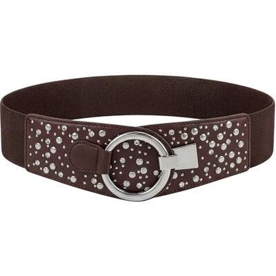 BlackButterfly Large Élastique Extensible Métal Clouté Crochet Boucle Ceinture (Marron foncé, XXL) - Publicité BlackButterfly Large Élastique Extensible Métal Clouté Crochet Boucle Ceinture (Marron foncé, XXL) - Publicité
