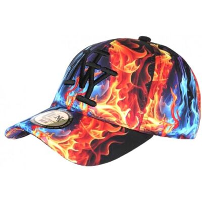 Hip Hop Honour Casquette NY Orange et Bleue Print Flammes Streetwear Baseball Fire Taille Unique Orange - Publicité Hip Hop Honour Casquette NY Orange et Bleue Print Flammes Streetwear Baseball Fire Taille Unique Orange - Publicité