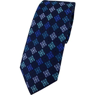 Enrico Sarto Cravate en soie de designer à carreaux à carreaux Largeur : 7 cm Bleu Taille Unique - Publicité Enrico Sarto Cravate en soie de designer à carreaux à carreaux Largeur : 7 cm Bleu Taille Unique - Publicité