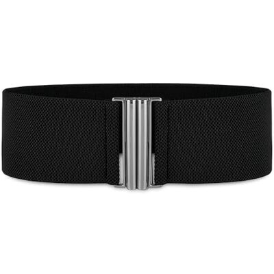 BlackButterfly Large Taille Ajustable Élastique extensible Ceinture Rétro Fermoir vertical Boucle Ceinture (Noir, XL) - Publicité BlackButterfly Large Taille Ajustable Élastique extensible Ceinture Rétro Fermoir vertical Boucle Ceinture (Noir, XL) - Publicité