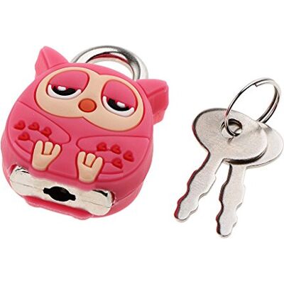 Inzopo 1 ensemble de cadenas fantaisie avec clés pour valise bagages, sacs à dos et casiers – Style – Hibou rose - Publicité Inzopo 1 ensemble de cadenas fantaisie avec clés pour valise bagages, sacs à dos et casiers – Style – Hibou rose - Publicité