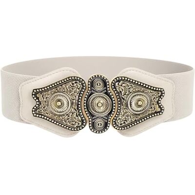 BlackButterfly Vintage Large Élastique Extensible Antique Boucle Ceinture (Beige, L) - Publicité BlackButterfly Vintage Large Élastique Extensible Antique Boucle Ceinture (Beige, L) - Publicité