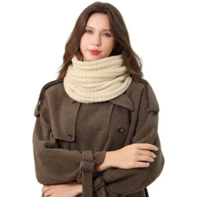 DonDon écharpe femme hiver foulard femme écharpe en laine châle femme tour de cou snood Crème - Publicité DonDon écharpe femme hiver foulard femme écharpe en laine châle femme tour de cou snood Crème - Publicité