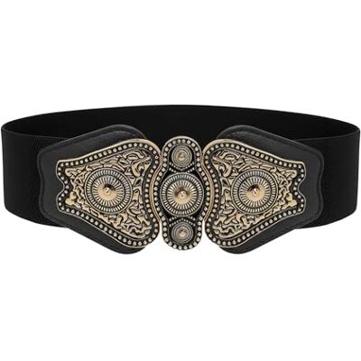 BlackButterfly Vintage Large Élastique Extensible Antique Boucle Ceinture (Noir, M) - Publicité BlackButterfly Vintage Large Élastique Extensible Antique Boucle Ceinture (Noir, M) - Publicité