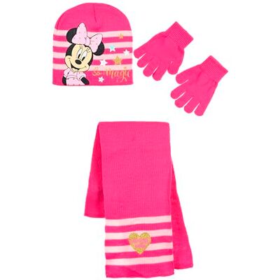 Disney Minnie Mouse, Lot Bonnet, Tour de Cou et Gants, Fille (Rose,54) - Publicité Disney Minnie Mouse, Lot Bonnet, Tour de Cou et Gants, Fille (Rose,54) - Publicité