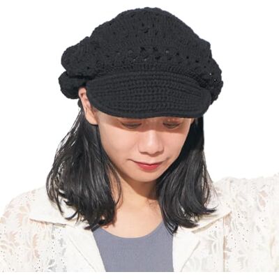 CHARM Capelines Femme Vintage en Crochet 100% Coton, Béret Été avec Visière, Chapeau De Soleil & Casquette Bonnet en Tricot Dentelle Fait Main Noir - Publicité CHARM Capelines Femme Vintage en Crochet 100% Coton, Béret Été avec Visière, Chapeau De Soleil & Casquette Bonnet en Tricot Dentelle Fait Main Noir - Publicité