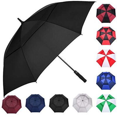 MRTLLOA Parapluie de golf à ouverture automatique, extra large, surdimensionné, à double auvent ventilé, coupe-vent, imperméable, bâton de pluie, pour homme et femme, noir, 172,7 cm - Publicité MRTLLOA Parapluie de golf à ouverture automatique, extra large, surdimensionné, à double auvent ventilé, coupe-vent, imperméable, bâton de pluie, pour homme et femme, noir, 172,7 cm - Publicité