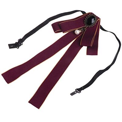 niumanery Women Men Ribbon Long Large Bowknot Bow Tie Brooches with Necklace Fashion Wine Red - Publicité niumanery Women Men Ribbon Long Large Bowknot Bow Tie Brooches with Necklace Fashion Wine Red - Publicité