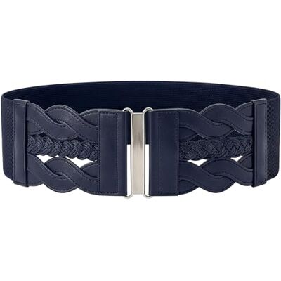 BlackButterfly 3 Pouces de Large Élastique Tressé Vintage Boucle Ceinture (Bleu Nuit, M) - Publicité BlackButterfly 3 Pouces de Large Élastique Tressé Vintage Boucle Ceinture (Bleu Nuit, M) - Publicité