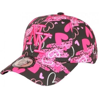 Hip Hop Honour Casquette Enfant Coeurs Rose Noire Lovely NY Baseball 7 a 12 Ans Taille Unique Rose - Publicité Hip Hop Honour Casquette Enfant Coeurs Rose Noire Lovely NY Baseball 7 a 12 Ans Taille Unique Rose - Publicité