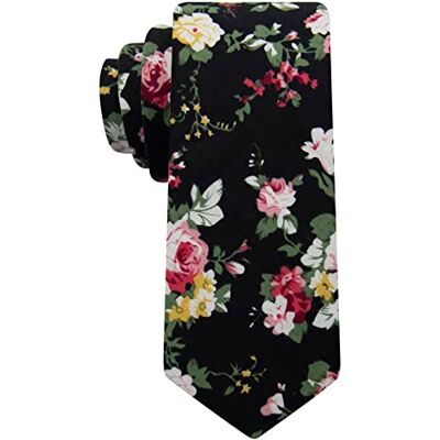 Mantieqingway Cravate fine en coton imprimé floral pour homme, motif floral noir, Medium - Publicité Mantieqingway Cravate fine en coton imprimé floral pour homme, motif floral noir, Medium - Publicité