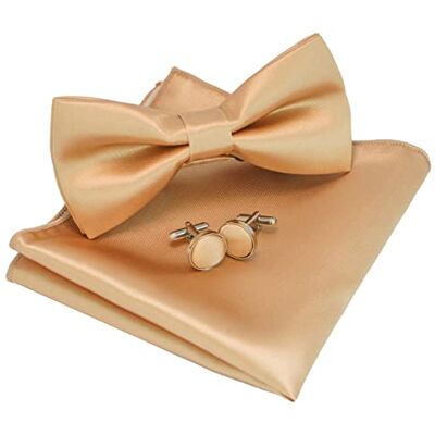 JEMYGINS Noeud Papillon Homme Uni avec Pochette et Boutons de Manchette pour Mariage Business et Ceremonie Dore - Publicité JEMYGINS Noeud Papillon Homme Uni avec Pochette et Boutons de Manchette pour Mariage Business et Ceremonie Dore - Publicité