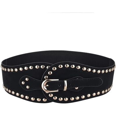 BlackButterfly Velours Bouton pirates Décoré Vintage Boucle Extensible/Élastique Serre-taille Réglable Taille Ceinture (Noir, XL) - Publicité BlackButterfly Velours Bouton pirates Décoré Vintage Boucle Extensible/Élastique Serre-taille Réglable Taille Ceinture (Noir, XL) - Publicité