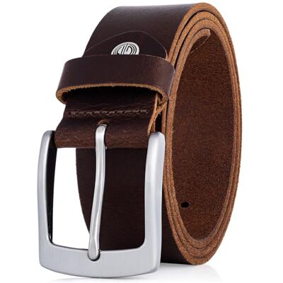Lindenmann Mens Leather Belt/Mens Belt, full grain leather belt, buffalo leather 4 mm, in 3 colors, cognac/dark brown/black, Größe/Size:115, Farbe/Color:marron - Publicité Lindenmann Mens Leather Belt/Mens Belt, full grain leather belt, buffalo leather 4 mm, in 3 colors, cognac/dark brown/black, Größe/Size:115, Farbe/Color:marron - Publicité