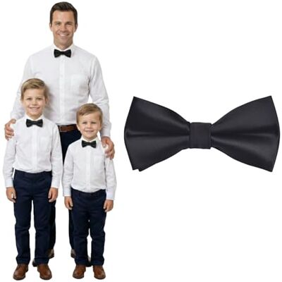 DonDon Nœud papillon enfant garçon bébés et homme aspect soie brillant, pré-noué et réglable en longueur en polyester accessoire festif pour mariage, communion et cérémonie - Publicité DonDon Nœud papillon enfant garçon bébés et homme aspect soie brillant, pré-noué et réglable en longueur en polyester accessoire festif pour mariage, communion et cérémonie - Publicité