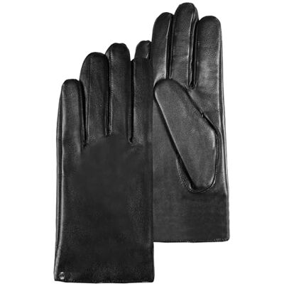 Isotoner Gants femme tactiles en cuir d'agneau doublés micro fausse fourrure, 8=L, noir - Publicité Isotoner Gants femme tactiles en cuir d'agneau doublés micro fausse fourrure, 8=L, noir - Publicité