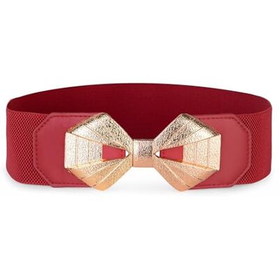 BlackButterfly Large Ajustable Élastique extensible Ceinture Rétro Nœud doré Boucle Taille Ceinture (Rouge, L) - Publicité BlackButterfly Large Ajustable Élastique extensible Ceinture Rétro Nœud doré Boucle Taille Ceinture (Rouge, L) - Publicité