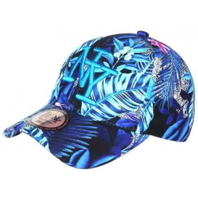 Hip Hop Honour Casquette NY Bleue Fleurs Roses Exotiques Fantaisies Baseball Bali Taille Unique Bleu - Publicité Hip Hop Honour Casquette NY Bleue Fleurs Roses Exotiques Fantaisies Baseball Bali Taille Unique Bleu - Publicité