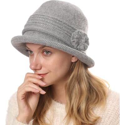 iNszkoos Femme Chapeau Cloche en Tricotés Béret d'hiver en Cachemire la Flore Chaud Casquette Vintage Rétro des années 1920 Chapeau Bonnet Casquette à visière - Publicité iNszkoos Femme Chapeau Cloche en Tricotés Béret d'hiver en Cachemire la Flore Chaud Casquette Vintage Rétro des années 1920 Chapeau Bonnet Casquette à visière - Publicité