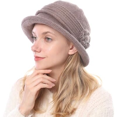 iNszkoos Femme Chapeau Cloche en Tricotés Béret d'hiver en Cachemire la Flore Chaud Casquette Vintage Rétro des années 1920 Chapeau Bonnet Casquette à visière - Publicité iNszkoos Femme Chapeau Cloche en Tricotés Béret d'hiver en Cachemire la Flore Chaud Casquette Vintage Rétro des années 1920 Chapeau Bonnet Casquette à visière - Publicité