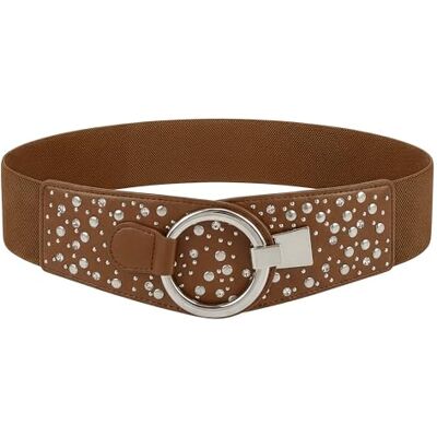 BlackButterfly Large Élastique Extensible Métal Clouté Crochet Boucle Ceinture (Marron clair, S) - Publicité BlackButterfly Large Élastique Extensible Métal Clouté Crochet Boucle Ceinture (Marron clair, S) - Publicité