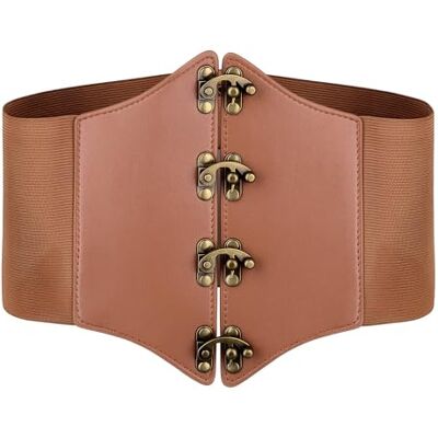 BlackButterfly Costume de pirate Cosplay Elastique Halloween Costume Taille Rivets Serre-taille Corset Ceinture (Marron camel, L) - Publicité BlackButterfly Costume de pirate Cosplay Elastique Halloween Costume Taille Rivets Serre-taille Corset Ceinture (Marron camel, L) - Publicité
