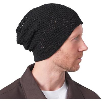 CHARM Bonnet Homme pour l'Été en Grosse Maille Fine, Bonnet Coton Femme Slouch en Tricot 100% Coton, Chapeau Beanie Léger Et Aéré Fait À La Main Noir - Publicité CHARM Bonnet Homme pour l'Été en Grosse Maille Fine, Bonnet Coton Femme Slouch en Tricot 100% Coton, Chapeau Beanie Léger Et Aéré Fait À La Main Noir - Publicité