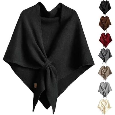 Zyzzephyr ChâLe Triangulaire En Tricot Uni Pour Femme, Nouveauté 2025, éLéGant Poncho Ouvert Sur Le Devant, Accessoire Hiver-Automne (Black) - Publicité Zyzzephyr ChâLe Triangulaire En Tricot Uni Pour Femme, Nouveauté 2025, éLéGant Poncho Ouvert Sur Le Devant, Accessoire Hiver-Automne (Black) - Publicité
