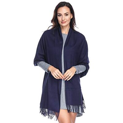 Accessoire Top Tendance Écharpe Femme Étole Pashmina Cachemire Foulard Châle Touché Soyeux Couleur Uni (+ 30 couleurs) (Bleu marine) - Publicité Accessoire Top Tendance Écharpe Femme Étole Pashmina Cachemire Foulard Châle Touché Soyeux Couleur Uni (+ 30 couleurs) (Bleu marine) - Publicité