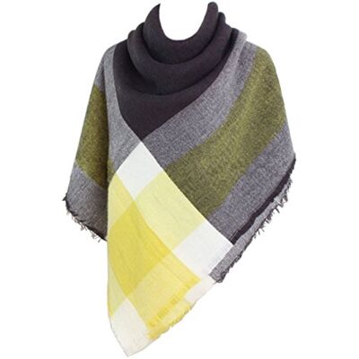 DELEY Retro Écharpe Tartan Femme à Carreaux Châle Couverture, Jaune - Publicité DELEY Retro Écharpe Tartan Femme à Carreaux Châle Couverture, Jaune - Publicité