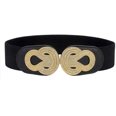 BlackButterfly Large Élastique Vintage Sangle Métal Emboîtement Boucle Ceinture (Noir, L) - Publicité BlackButterfly Large Élastique Vintage Sangle Métal Emboîtement Boucle Ceinture (Noir, L) - Publicité