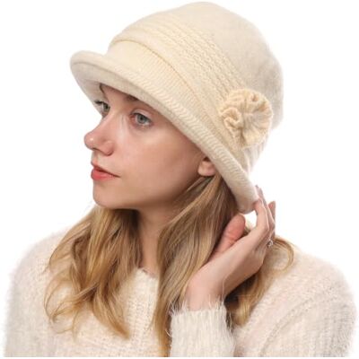 iNszkoos Femme Chapeau Cloche en Tricotés Béret d'hiver en Cachemire la Flore Chaud Casquette Vintage Rétro des années 1920 Chapeau Bonnet Casquette à visière - Publicité iNszkoos Femme Chapeau Cloche en Tricotés Béret d'hiver en Cachemire la Flore Chaud Casquette Vintage Rétro des années 1920 Chapeau Bonnet Casquette à visière - Publicité