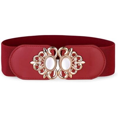 BlackButterfly Extensible/Élastique Vintage Large Serre-taille Elastique Perle Boucle Taille Ceinture (Rouge, XXL) - Publicité BlackButterfly Extensible/Élastique Vintage Large Serre-taille Elastique Perle Boucle Taille Ceinture (Rouge, XXL) - Publicité