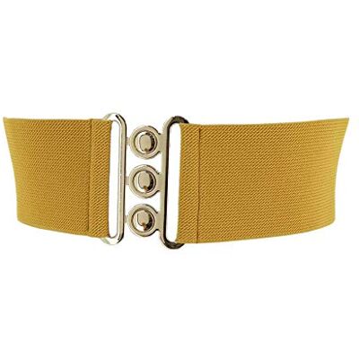 FASHIONGEN Ceinture femme élastique, ceinture large à boucle 3 boutons, style vintage, GLORIA Fabriqué en France Jaune safran (Boucle doré), 2XL - Publicité FASHIONGEN Ceinture femme élastique, ceinture large à boucle 3 boutons, style vintage, GLORIA Fabriqué en France Jaune safran (Boucle doré), 2XL - Publicité