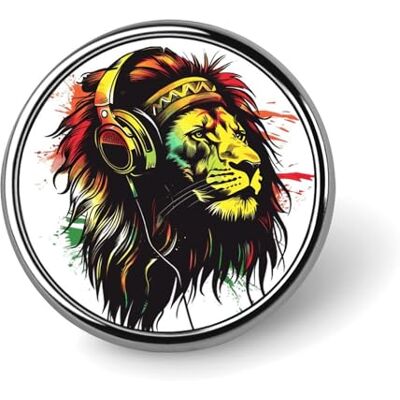 KWQDOZF Rasta Reggae musique jamaïcaine Lion rond Badge broche mignon revers cravate bouton broches décoration pour femmes hommes - Publicité KWQDOZF Rasta Reggae musique jamaïcaine Lion rond Badge broche mignon revers cravate bouton broches décoration pour femmes hommes - Publicité