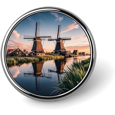 Oudrspo Pin's en forme de moulin à vent hollandais pour homme, style italien, tendance, badges en émail, en alliage d'aluminium, pour chapeaux, chemises, sacs, vestes et accessoires (épingles rondes de 2,5 cm - Publicité Oudrspo Pin's en forme de moulin à vent hollandais pour homme, style italien, tendance, badges en émail, en alliage d'aluminium, pour chapeaux, chemises, sacs, vestes et accessoires (épingles rondes de 2,5 cm - Publicité