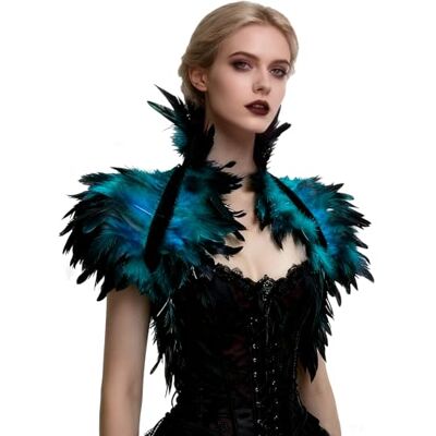 keland Gothique victorienne plume naturelle bandoulière épaule sangle fête halloween cravate bavoir (Bleu) - Publicité keland Gothique victorienne plume naturelle bandoulière épaule sangle fête halloween cravate bavoir (Bleu) - Publicité