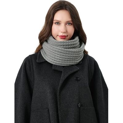 DonDon écharpe femme hiver foulard femme écharpe en laine châle femme tour de cou snood Gris - Publicité DonDon écharpe femme hiver foulard femme écharpe en laine châle femme tour de cou snood Gris - Publicité