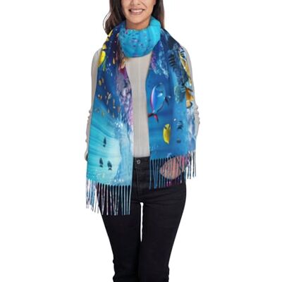 LGHDFYO Longue écharpe à rayures motif océan coloré pour l'automne et l'hiver, Noir , taille unique - Publicité LGHDFYO Longue écharpe à rayures motif océan coloré pour l'automne et l'hiver, Noir , taille unique - Publicité