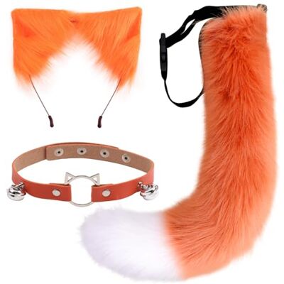 DRESHOW Renard Fausse Fourrure Queue Chat Oreilles Bandeau Halloween Pête Costume tour de Cou Cosplay Ensemble - Publicité DRESHOW Renard Fausse Fourrure Queue Chat Oreilles Bandeau Halloween Pête Costume tour de Cou Cosplay Ensemble - Publicité