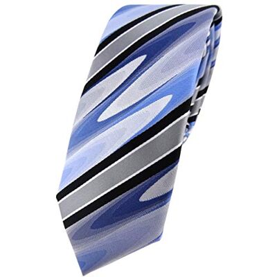 TigerTie étroit Designer cravate en bleu noir argent gris rayé - Publicité TigerTie étroit Designer cravate en bleu noir argent gris rayé - Publicité