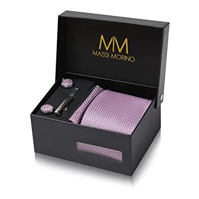 Massi Morino Cravate Homme avec mouchoirs de poche, boutons de manchette et Pinces à cravates Coffret cadeau Accessoires de Fete de Mariage - Publicité Massi Morino Cravate Homme avec mouchoirs de poche, boutons de manchette et Pinces à cravates Coffret cadeau Accessoires de Fete de Mariage - Publicité
