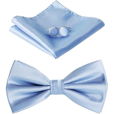 AURIVEE Noeud Papillon Homme Réglable Avec Mouchoir de Poche et Boutons de Manchette, Set en Soie Bleu Ciel Élégant Pour Mariages et Soirées - Publicité AURIVEE Noeud Papillon Homme Réglable Avec Mouchoir de Poche et Boutons de Manchette, Set en Soie Bleu Ciel Élégant Pour Mariages et Soirées - Publicité