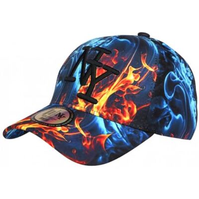 Hip Hop Honour Casquette NY Flammes Orange et Bleue Print Feu Streetwear Baseball Fire Taille Unique Orange - Publicité Hip Hop Honour Casquette NY Flammes Orange et Bleue Print Feu Streetwear Baseball Fire Taille Unique Orange - Publicité