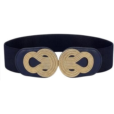 BlackButterfly Large Élastique Vintage Sangle Métal Emboîtement Boucle Ceinture (Bleu nuit, L) - Publicité BlackButterfly Large Élastique Vintage Sangle Métal Emboîtement Boucle Ceinture (Bleu nuit, L) - Publicité
