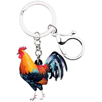 BONSNY Porte-clés en acrylique coloré en forme de coq et poule Cadeau pour les amoureux des - Publicité BONSNY Porte-clés en acrylique coloré en forme de coq et poule Cadeau pour les amoureux des - Publicité